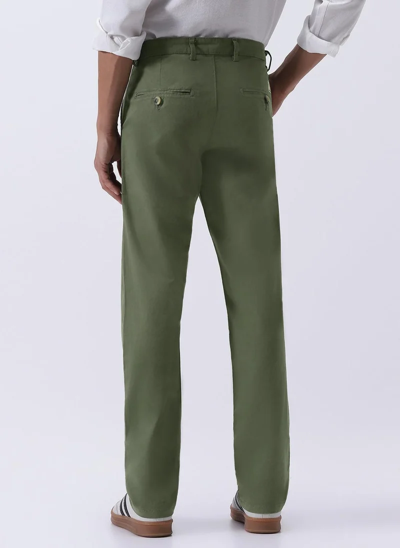 Urbano Fashion  Urbano Fashion Men's Sage Green Cotton Regular Fit Casual Chinos Trousers Stretch for Men | Best Price UAE